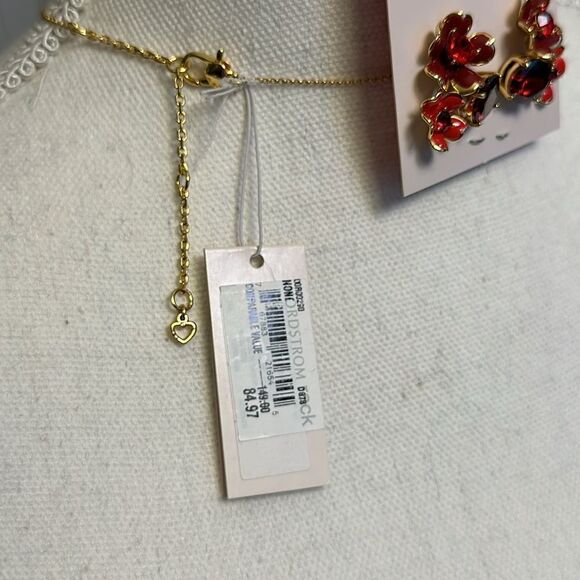 KATE SPADE NECKLACE & EARRINGS SET ENAMEL FLOWERS DAISIES POPPIES REVERSIBLE NWT - Picture 8 of 16